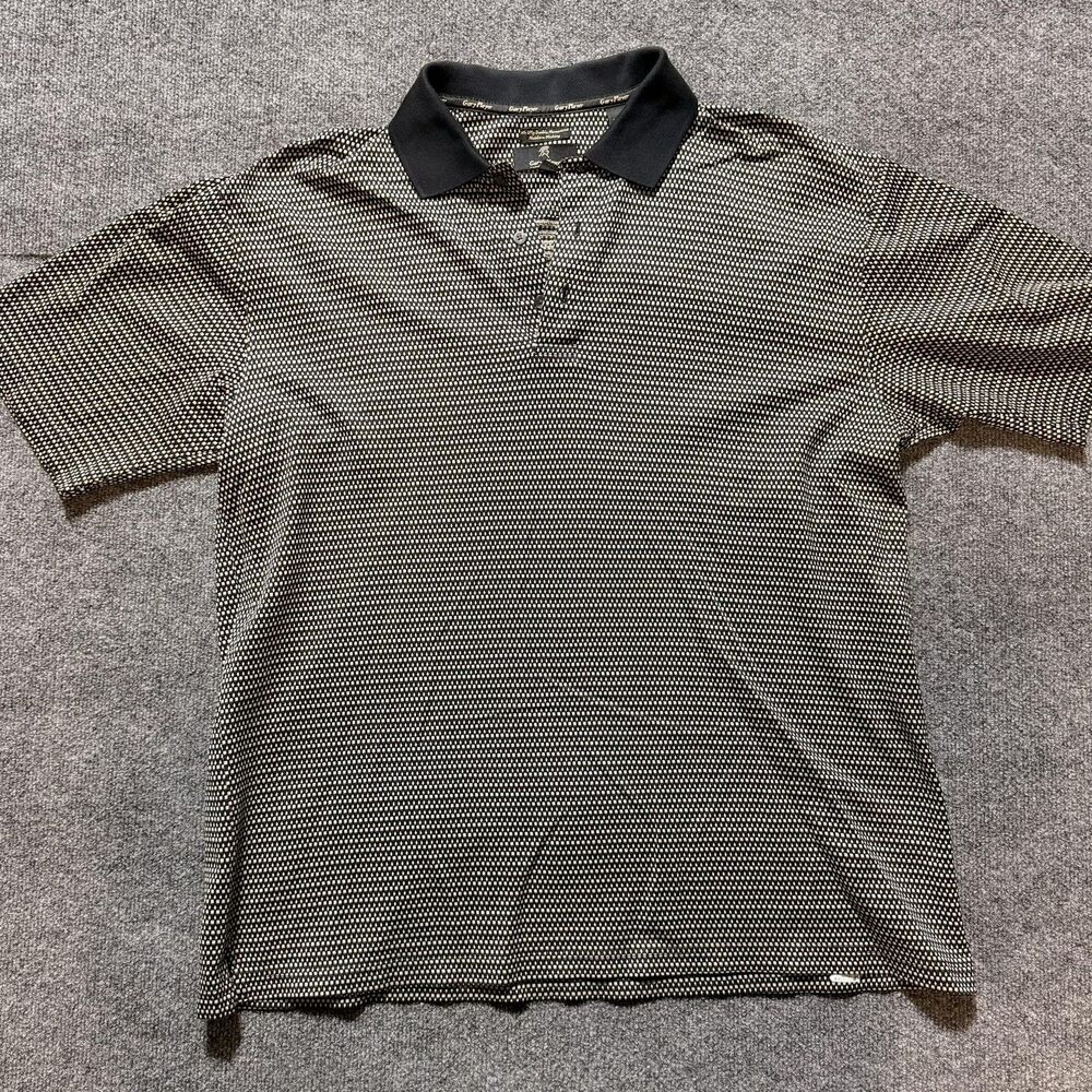 Gary Player Polo Shirt Mens XL Blue Geometric Moisture Wicking Golf Performance